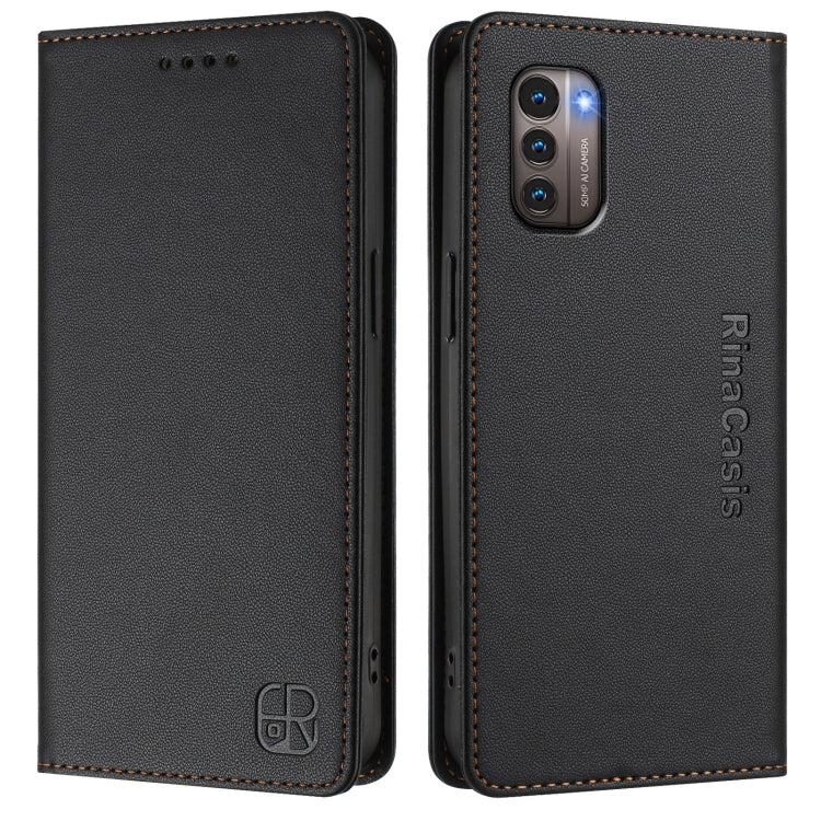 For Nokia G11 / G21 RC01 Dual-Folded Magnetic Suction RFID Leather Phone Case