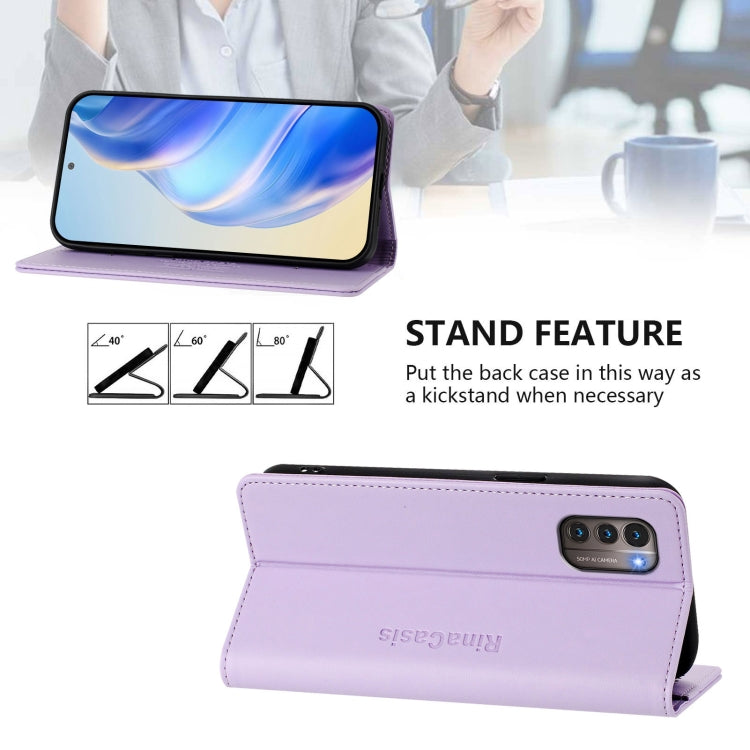 For Nokia G11 / G21 RC01 Dual-Folded Magnetic Suction RFID Leather Phone Case