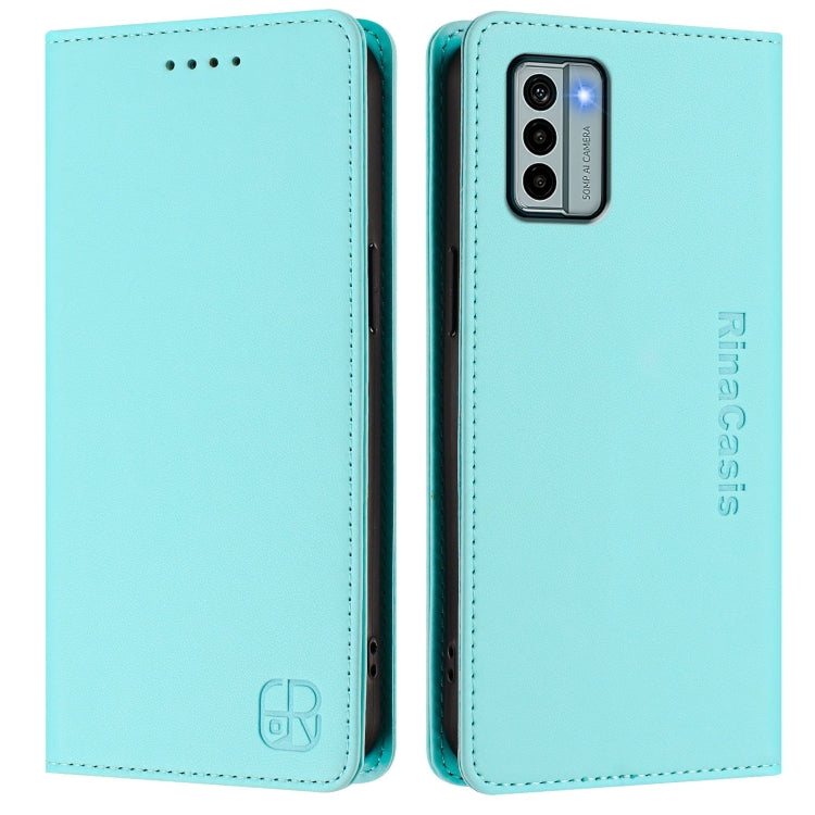 For Nokia G22 RC01 Dual-Folded Magnetic Suction RFID Leather Phone Case