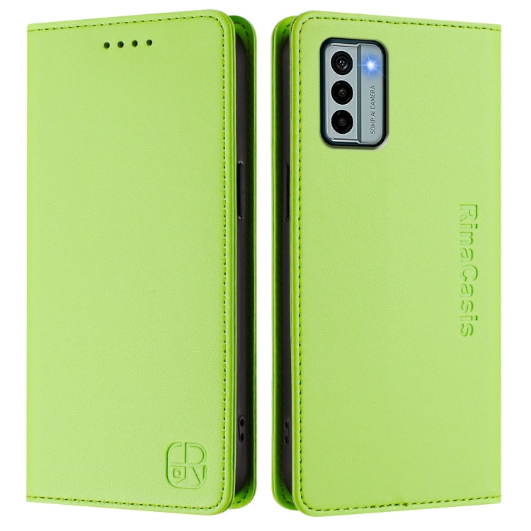 For Nokia G22 RC01 Dual-Folded Magnetic Suction RFID Leather Phone Case