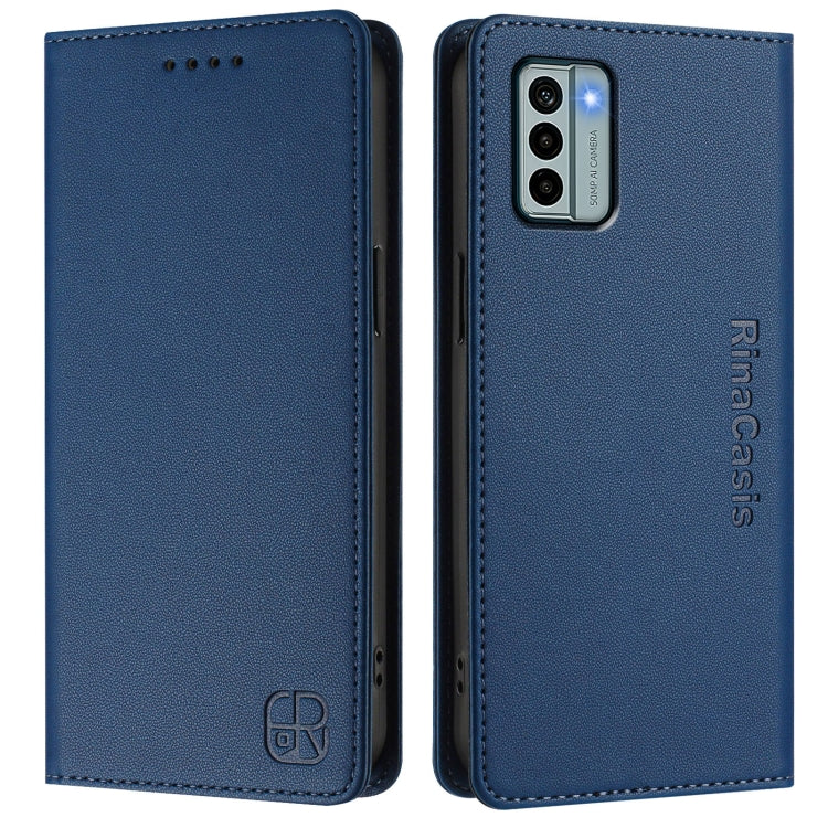 For Nokia G22 RC01 Dual-Folded Magnetic Suction RFID Leather Phone Case