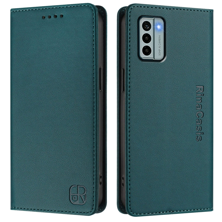 For Nokia G22 RC01 Dual-Folded Magnetic Suction RFID Leather Phone Case