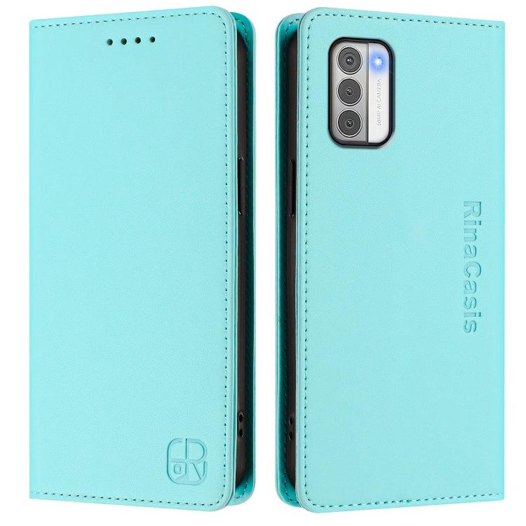 For Nokia G42 / G310 RC01 Dual-Folded Magnetic Suction RFID Leather Phone Case