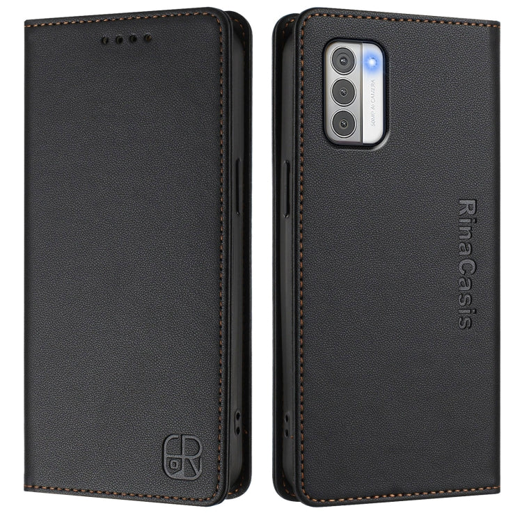 For Nokia G42 / G310 RC01 Dual-Folded Magnetic Suction RFID Leather Phone Case