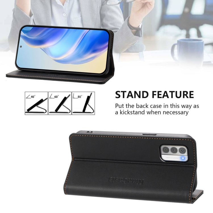 For Nokia G42 / G310 RC01 Dual-Folded Magnetic Suction RFID Leather Phone Case