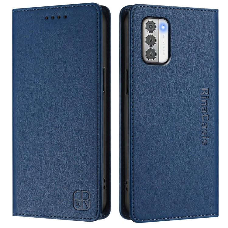 For Nokia G42 / G310 RC01 Dual-Folded Magnetic Suction RFID Leather Phone Case