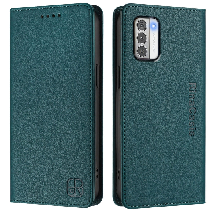 For Nokia G42 / G310 RC01 Dual-Folded Magnetic Suction RFID Leather Phone Case