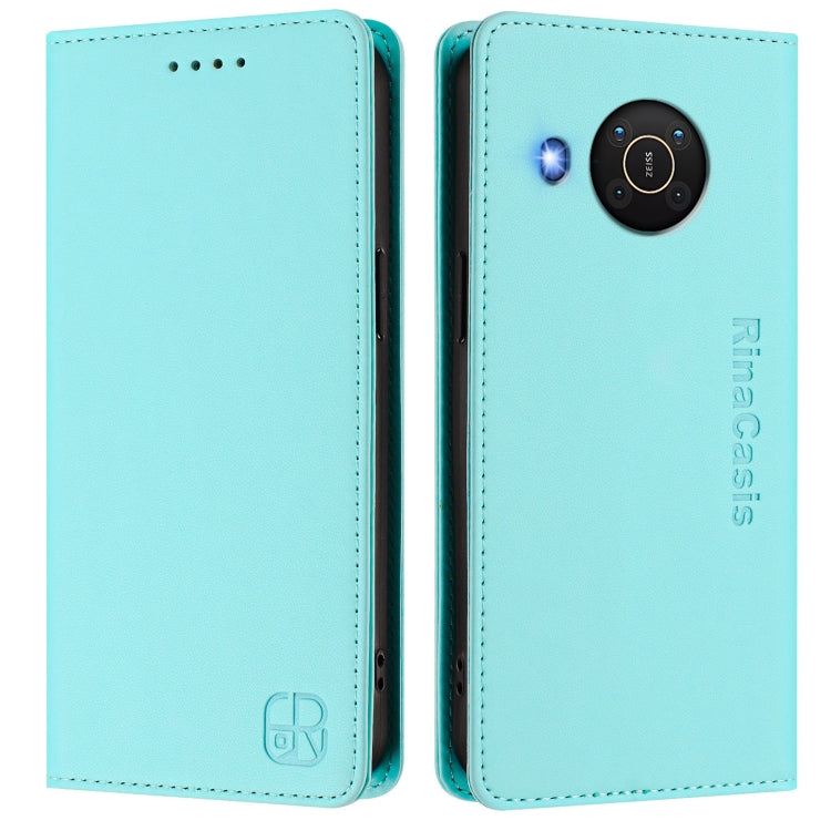 For Nokia X20 / X10 RC01 Dual-Folded Magnetic Suction RFID Leather Phone Case