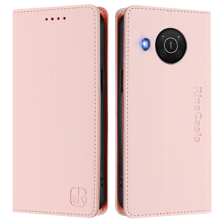 For Nokia X20 / X10 RC01 Dual-Folded Magnetic Suction RFID Leather Phone Case