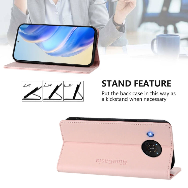 For Nokia X20 / X10 RC01 Dual-Folded Magnetic Suction RFID Leather Phone Case