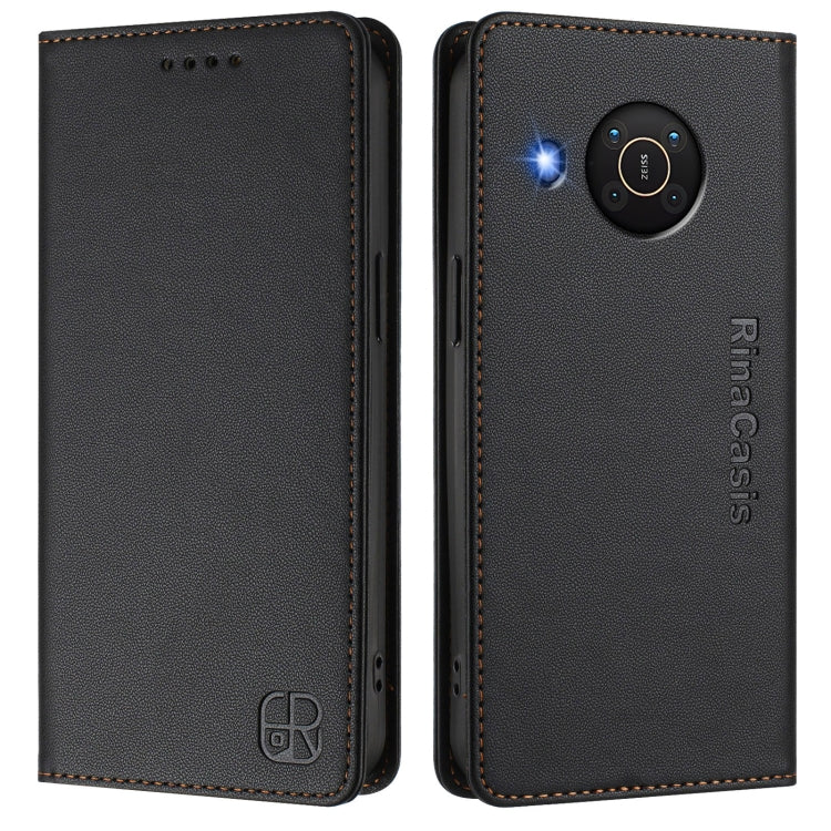 For Nokia X20 / X10 RC01 Dual-Folded Magnetic Suction RFID Leather Phone Case