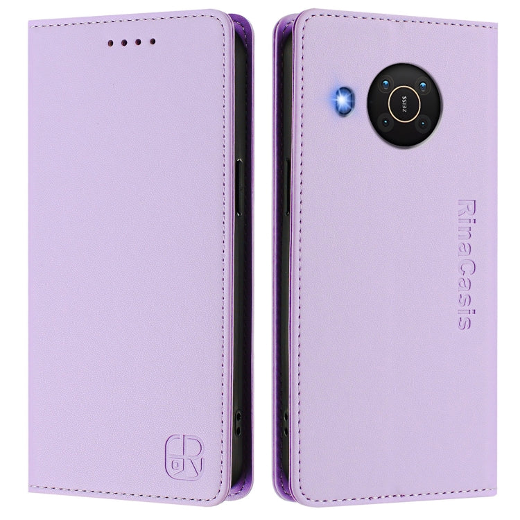 For Nokia X20 / X10 RC01 Dual-Folded Magnetic Suction RFID Leather Phone Case