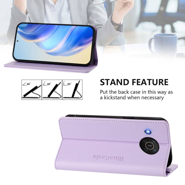 For Nokia X20 / X10 RC01 Dual-Folded Magnetic Suction RFID Leather Phone Case