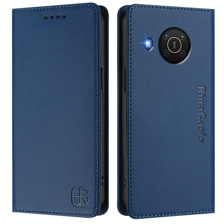 For Nokia X20 / X10 RC01 Dual-Folded Magnetic Suction RFID Leather Phone Case
