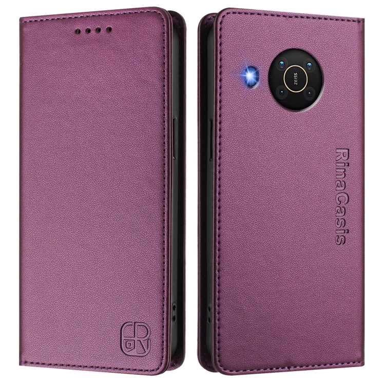 For Nokia X20 / X10 RC01 Dual-Folded Magnetic Suction RFID Leather Phone Case