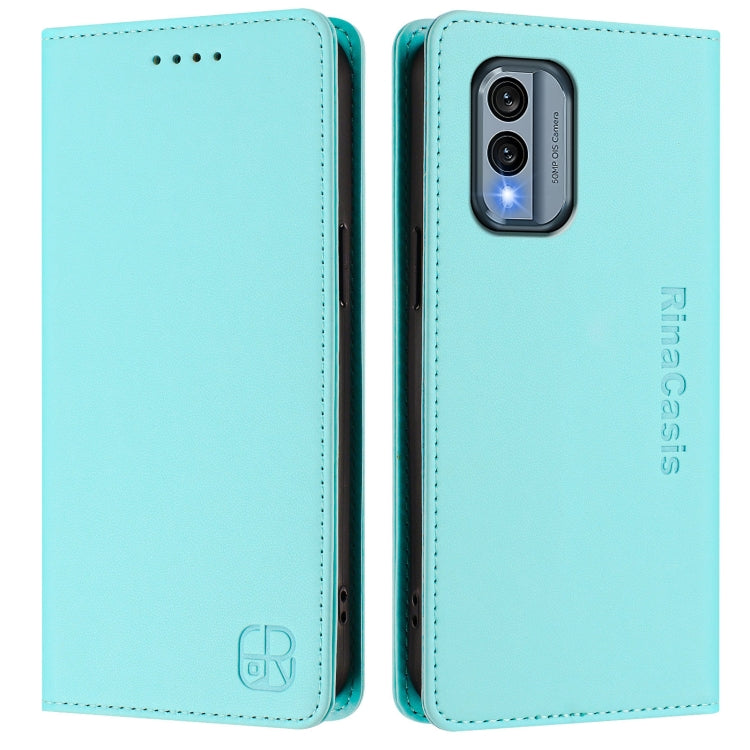 For Nokia X30 5G RC01 Dual-Folded Magnetic Suction RFID Leather Phone Case
