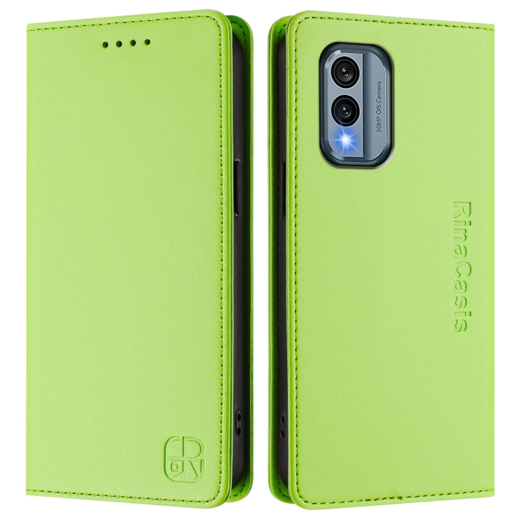 For Nokia X30 5G RC01 Dual-Folded Magnetic Suction RFID Leather Phone Case