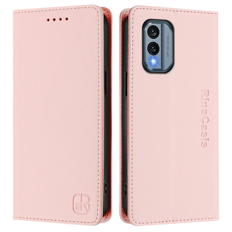 For Nokia X30 5G RC01 Dual-Folded Magnetic Suction RFID Leather Phone Case