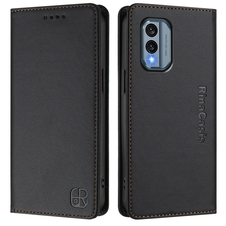 For Nokia X30 5G RC01 Dual-Folded Magnetic Suction RFID Leather Phone Case