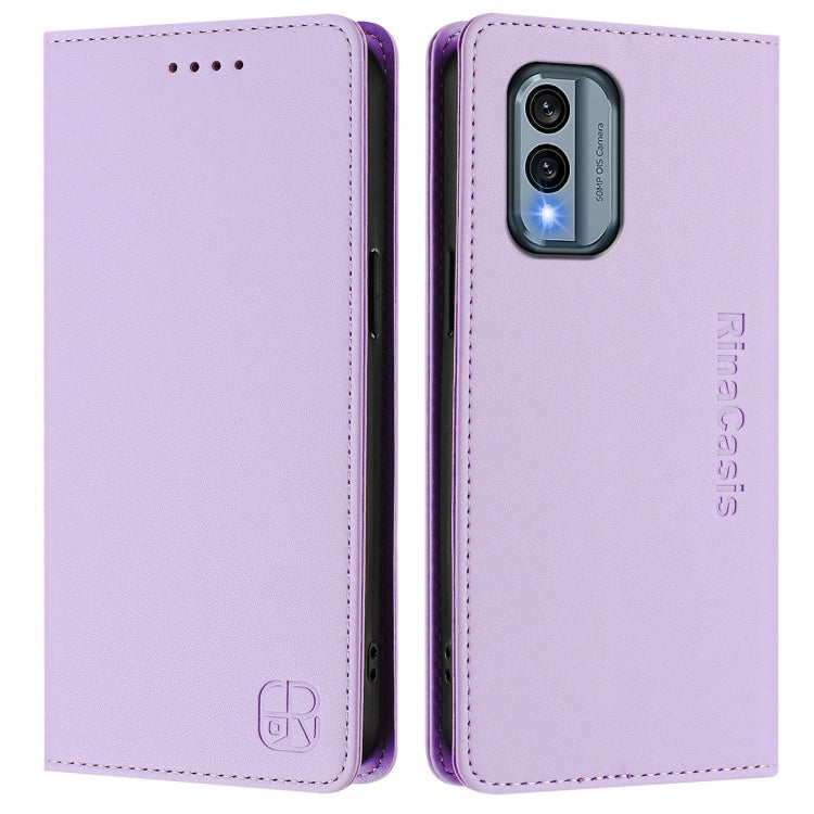 For Nokia X30 5G RC01 Dual-Folded Magnetic Suction RFID Leather Phone Case