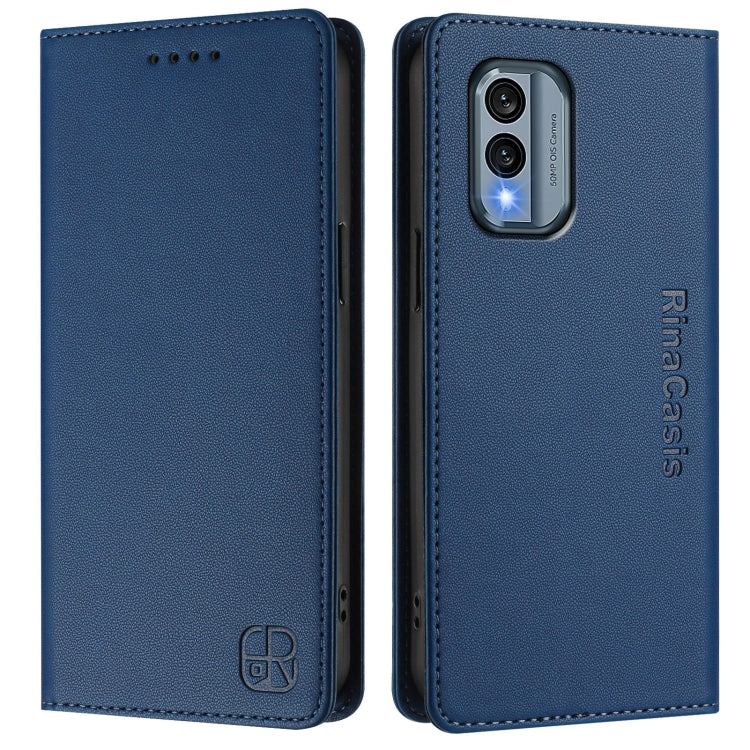 For Nokia X30 5G RC01 Dual-Folded Magnetic Suction RFID Leather Phone Case