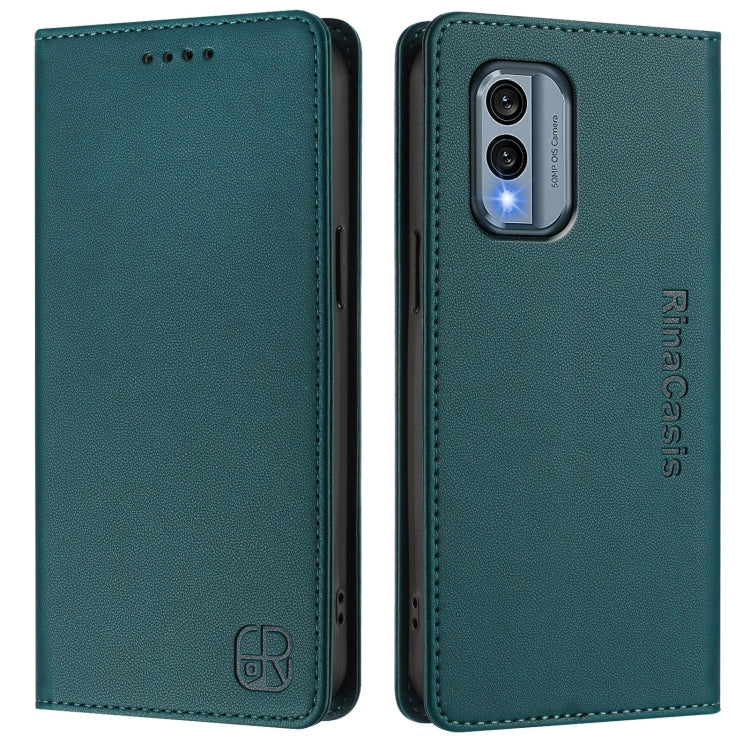 For Nokia X30 5G RC01 Dual-Folded Magnetic Suction RFID Leather Phone Case