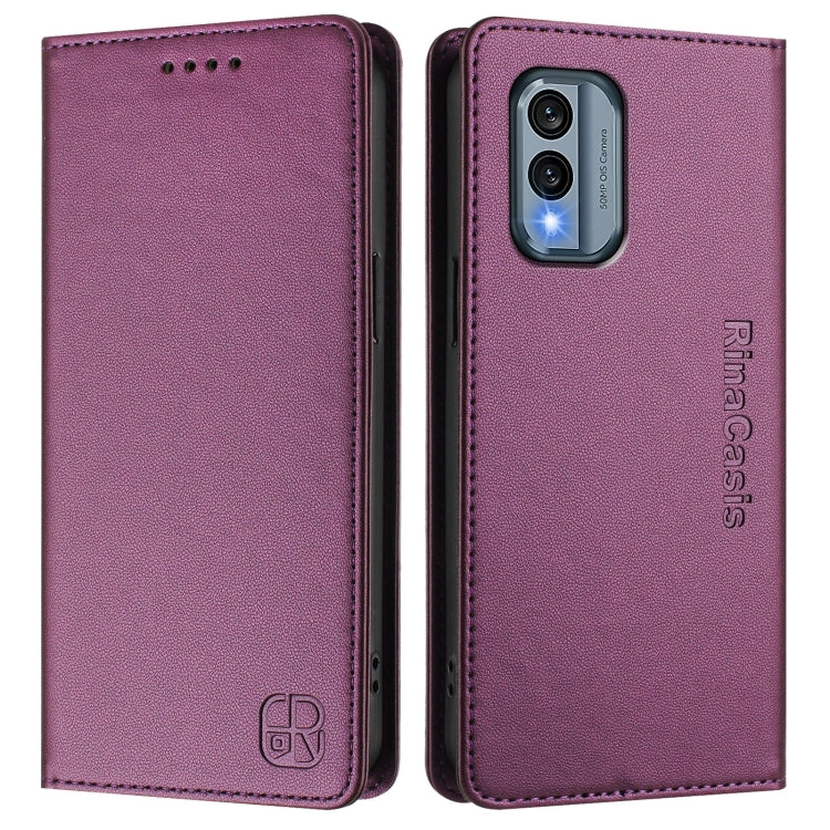 For Nokia X30 5G RC01 Dual-Folded Magnetic Suction RFID Leather Phone Case