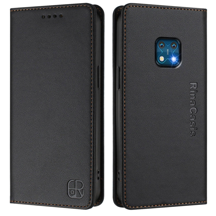 For Nokia XR20 RC01 Dual-Folded Magnetic Suction RFID Leather Phone Case