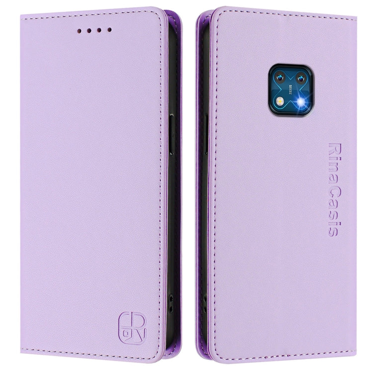 For Nokia XR20 RC01 Dual-Folded Magnetic Suction RFID Leather Phone Case