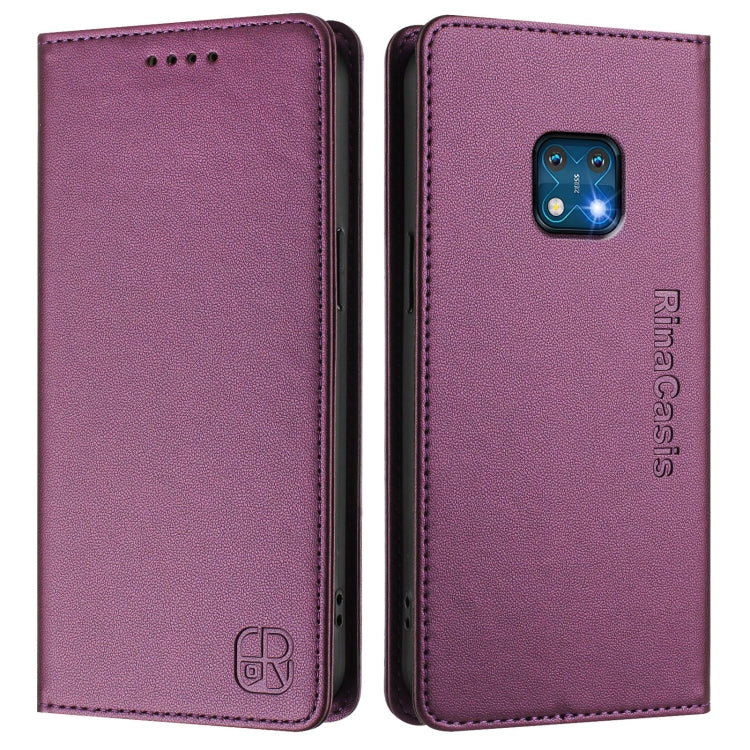 For Nokia XR20 RC01 Dual-Folded Magnetic Suction RFID Leather Phone Case