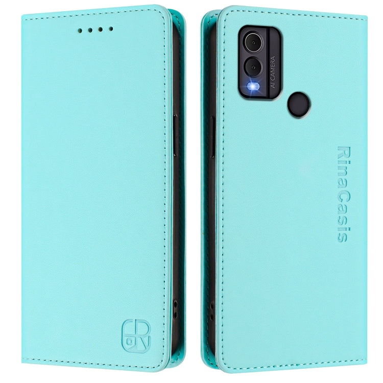 For Nokia C22 RC01 Dual-Folded Magnetic Suction RFID Leather Phone Case