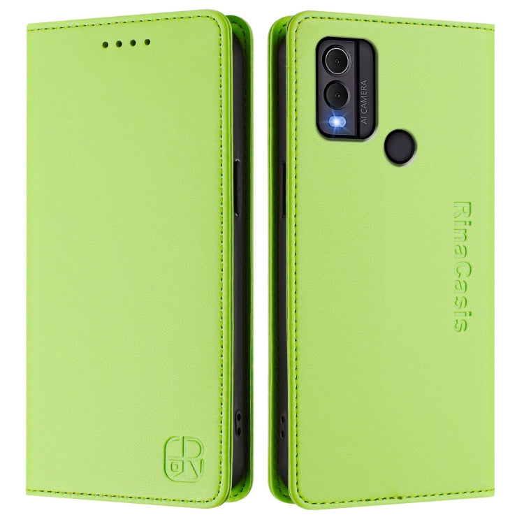 For Nokia C22 RC01 Dual-Folded Magnetic Suction RFID Leather Phone Case