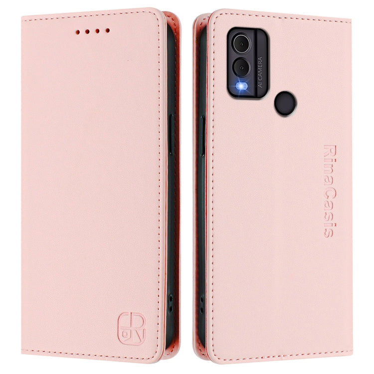 For Nokia C22 RC01 Dual-Folded Magnetic Suction RFID Leather Phone Case