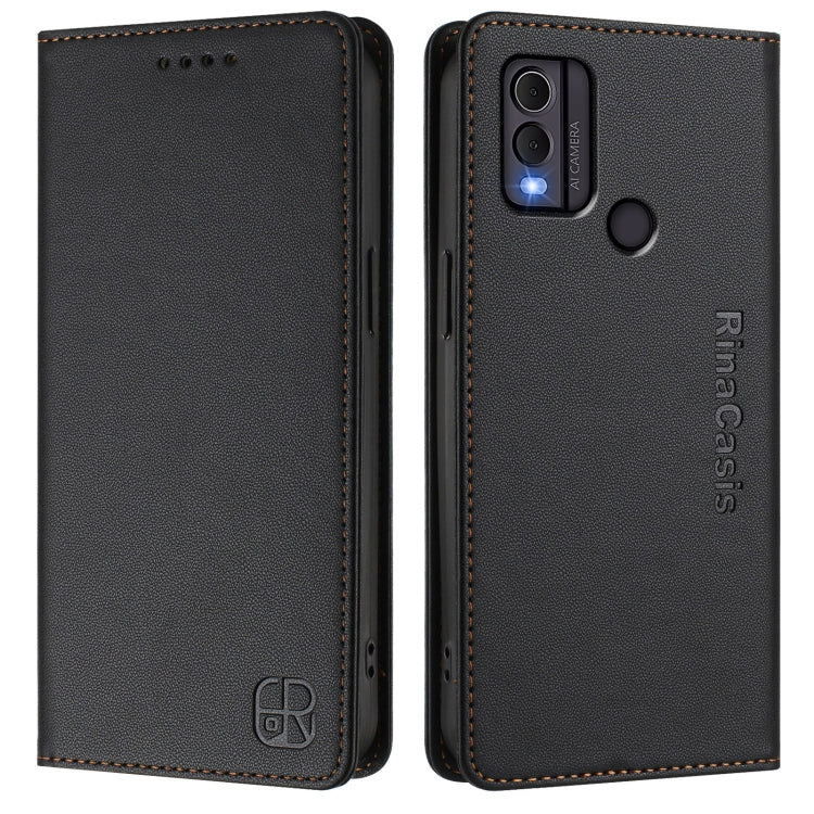 For Nokia C22 RC01 Dual-Folded Magnetic Suction RFID Leather Phone Case