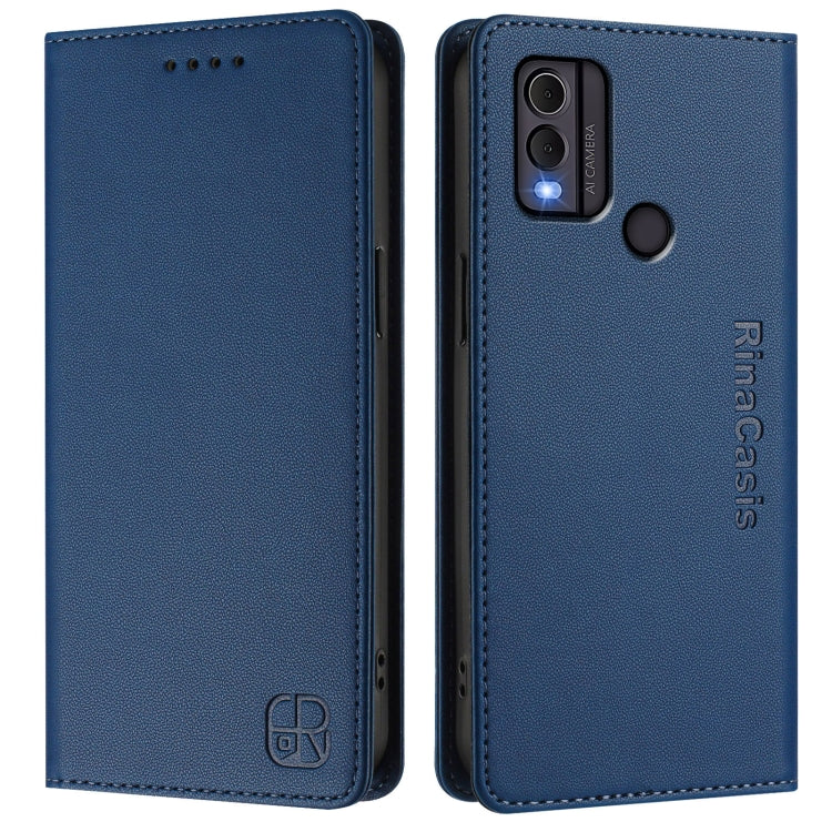 For Nokia C22 RC01 Dual-Folded Magnetic Suction RFID Leather Phone Case