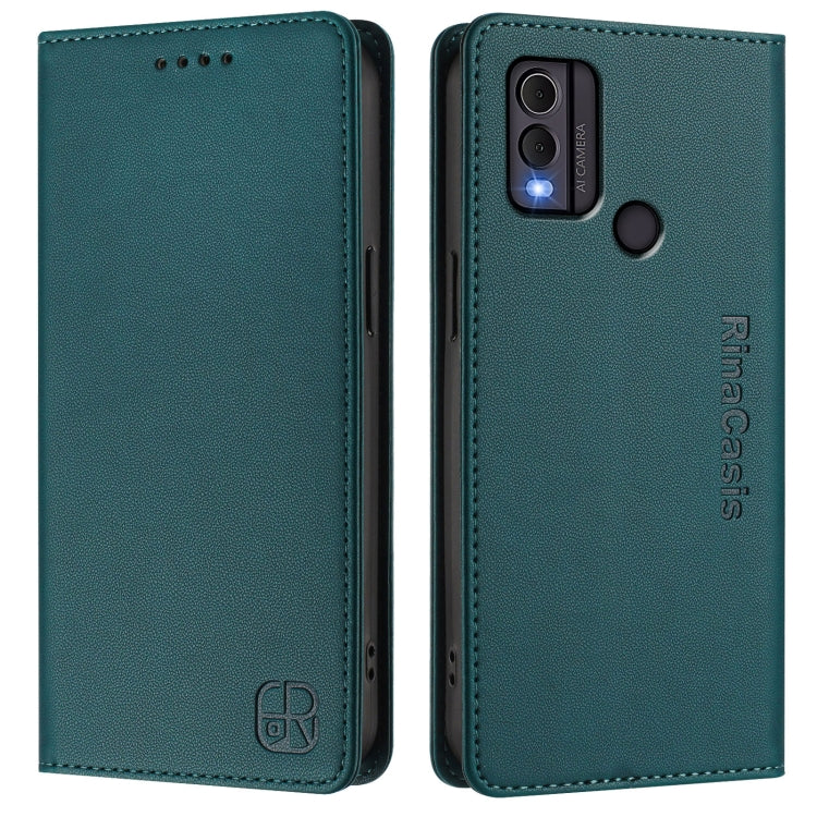 For Nokia C22 RC01 Dual-Folded Magnetic Suction RFID Leather Phone Case
