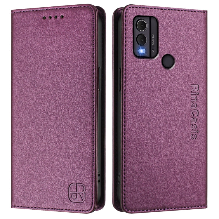 For Nokia C22 RC01 Dual-Folded Magnetic Suction RFID Leather Phone Case