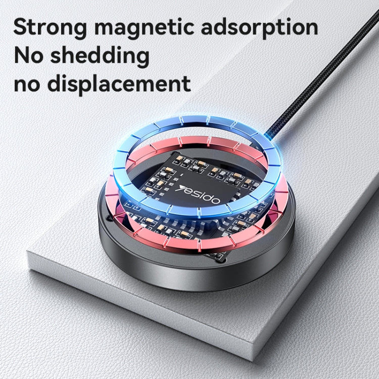 Yesido DS28 15W Smart Digital Display Magnetic Wireless Charger, Length:1.2m - Black