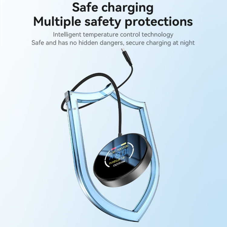 Yesido DS28 15W Smart Digital Display Magnetic Wireless Charger, Length:1.2m - Black