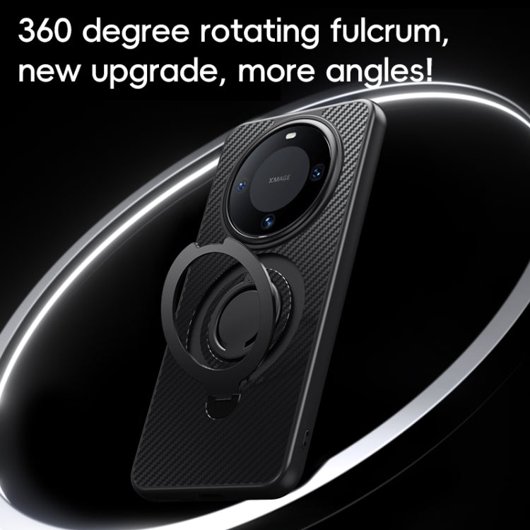 For Huawei Mate 60 Carbon Fiber MagSafe Phone Case with 360 Degree Rotating Holder