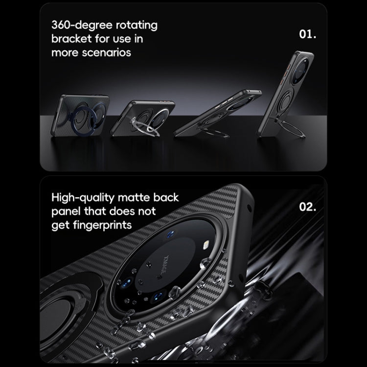 For Huawei Mate 60 Pro / 60 Pro+ Carbon Fiber MagSafe Phone Case with 360 Degree Rotating Holder