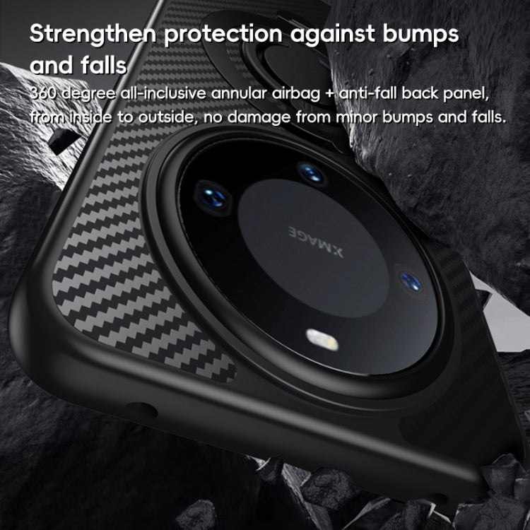 For Huawei Mate 60 Pro / 60 Pro+ Carbon Fiber MagSafe Phone Case with 360 Degree Rotating Holder