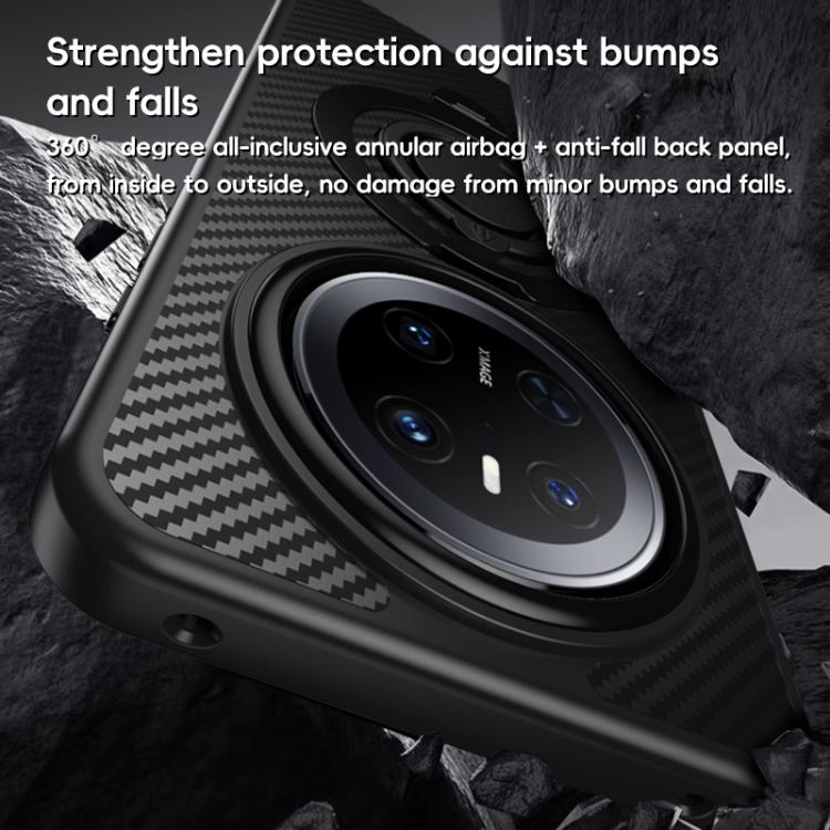 For Huawei Mate 70 Carbon Fiber MagSafe Phone Case with 360 Degree Rotating Holder