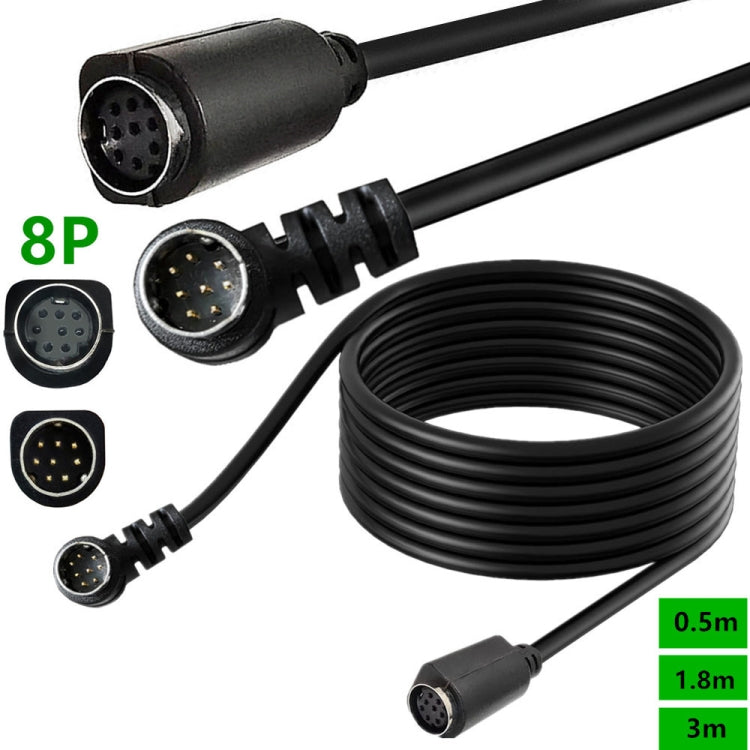 Curved mini DIN 8 Pin TV Audio Adapter Cable S-Video TV Box Cable, Length:3m - Black