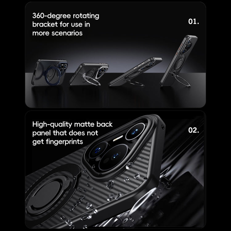 For Huawei Pura 70 Pro / 70 Pro+ Carbon Fiber MagSafe Phone Case with 360 Degree Rotating Holder