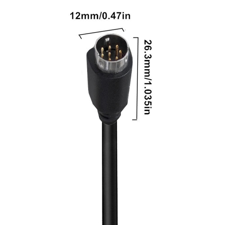 90 Degree mini DIN 8 Pin TV Audio Adapter Cable S-Video TV Box Cable, Length:1.8m - Black