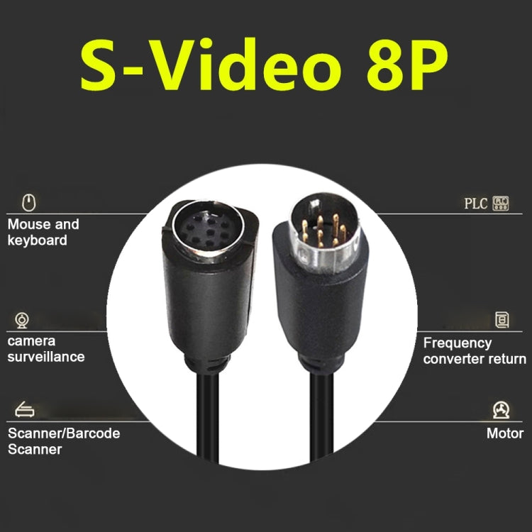 90 Degree mini DIN 8 Pin TV Audio Adapter Cable S-Video TV Box Cable, Length:1.8m - Black