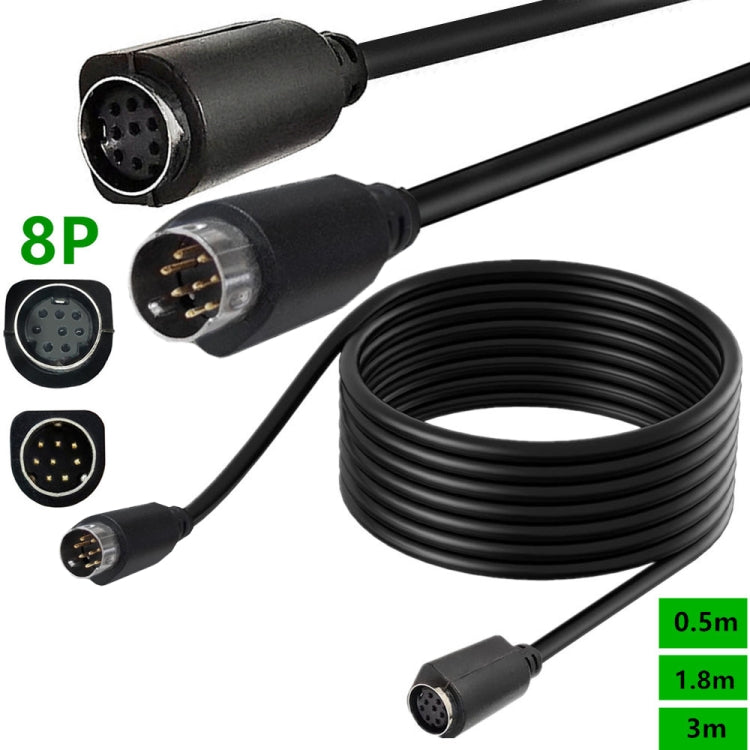 90 Degree mini DIN 8 Pin TV Audio Adapter Cable S-Video TV Box Cable, Length:3m - Black