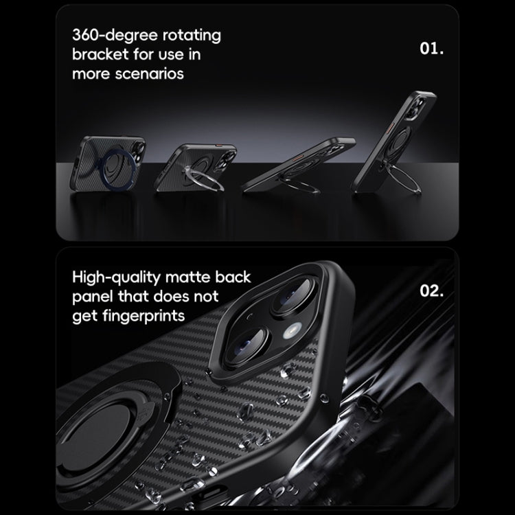 For iPhone 12 Pro Max Carbon Fiber MagSafe Phone Case with 360 Degree Rotating Holder