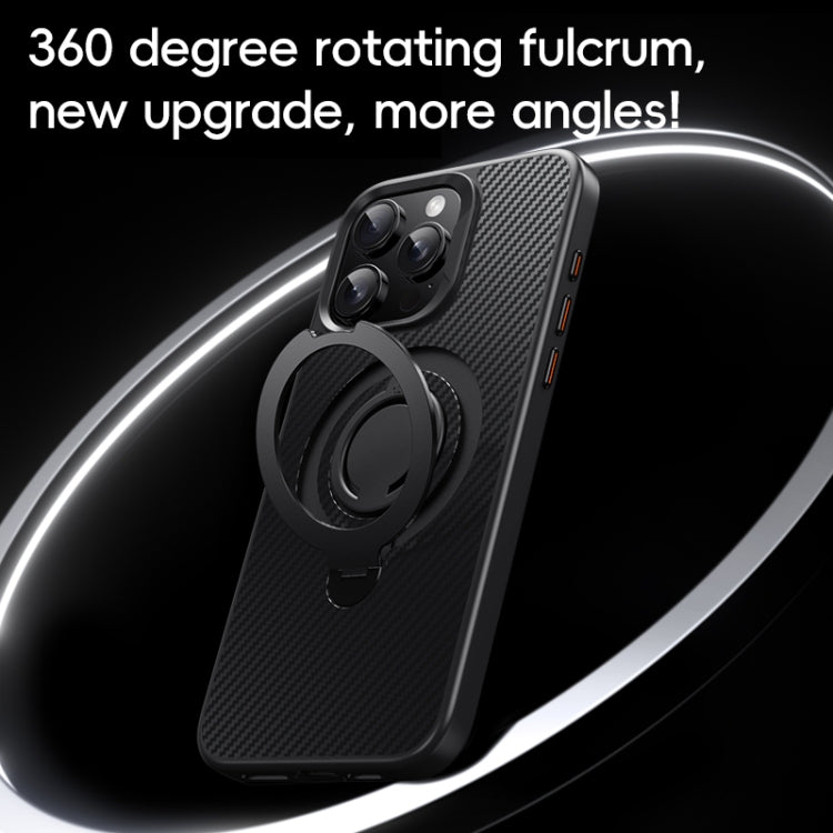 For iPhone 12 Pro Max Carbon Fiber MagSafe Phone Case with 360 Degree Rotating Holder